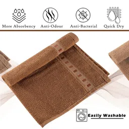 Kuber Industries Brown 5 Pieces Cotton Self Designed  GSM 225 Face Towels image 4