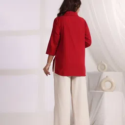 JISORA Pure Cotton Shawl Neck Tunic With Palazzo Co-Ords image 3