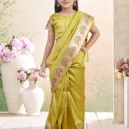 Sangria Olive Pure Silk Sarees image 1