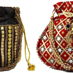 athizay Women Black, Red Potli-picture-45