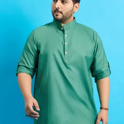 bigbanana Men Solid Cotton Blend Straight Kurta-picture-18