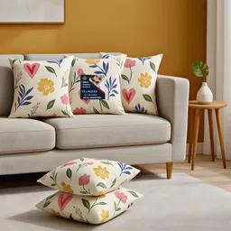 villagers Microfibre Cushion Pack of 5 Floral Premium Cushion Set | (16x16 inch) image 1