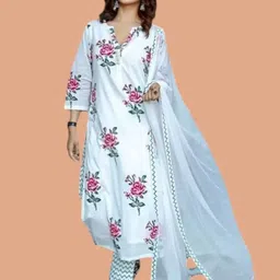 suhani creation Women Cotton Blend Kurta Pyjama Set-picture-23