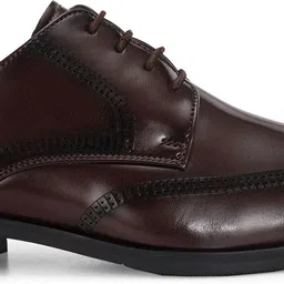 killer Men Brown Solid Formal Classic Lace Up Leatherette Derby Shoes Lace Up For Men image 4