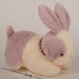 dukiekooky Purple and White Bunny with Ribbon Bow Plush Soft Toy Height - 25 cm - 25 cm image 3