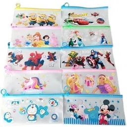 dallao 40 Cartoon Plastic Stationery Zip Pouch For Pen Pencil & Multi Utility cartoon Art Plastic Pencil Boxes image 3