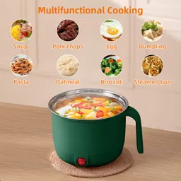 estervig Multipurpose Cooking Electric Pot Inner Steel Mini Cooker Multi Kettle with Lid Rice Cooker, Deep Fryer, Travel Cooker image 4