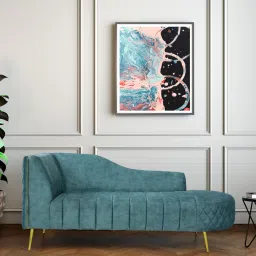 casacraft from pepperfry Valencia Velvet Chaise Lounger in Light Teal Colour image 1