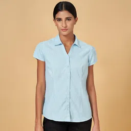 annabelle by pantaloons Women Regular Fit Striped Spread Collar Formal Shirt image 2