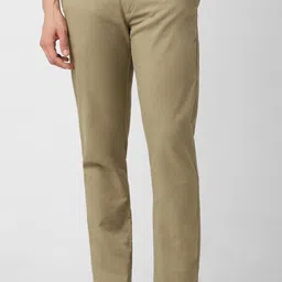 peter england Men Slim Fit Khaki Cotton Blend Trousers-picture-12
