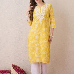 bkapparels Women Embroidered Pure Cotton Straight Kurta image 5