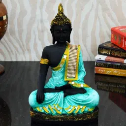 Green Polyresin Meditating Lord Buddha by Ecraftindia-picture-38