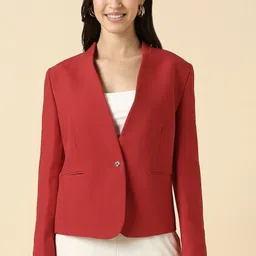 allen solly Women Solid Single Breasted Formal Blazer image 1