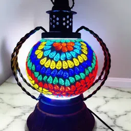 firmus Ceramic lantern Multicolour medium 28 cm leaf design Multicolor Ceramic Table Lantern image 2