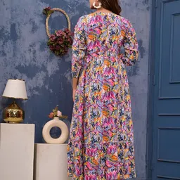 jprkurtis Women Printed, Floral Print, Abstract, Embellished Viscose Rayon Anarkali Kurta image 2