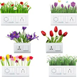 1225 cm Switch Board Sticker Grass Flowers Wall Switch Stickers Self Adhesive Sticker-image-30