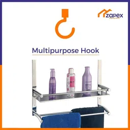 zapex Premium Towel rack Abs and Folding Towel Rack/Towel Hanger/Towel Stand/Holder/Bathroom Accessories, Stainless Steel Silver Towel Holder image 3