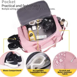 enlarger 27 L Gym Duffel Bag - Nylon 27 L Gym Duffle Bag For Men & Women(Sakura Pink, 50 x 20 x 28 cm) - Pink image 4