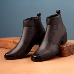 yuvrato baxi Men 5-6 cm Block Heel Height Increasing, Brown Casual Formal Slipon Ankle Boot Boots For Men-picture-21