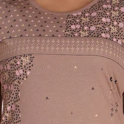 clint Women Night Suit Set Brown Printed image 4