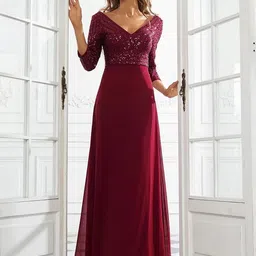 ghateshvar Women Fit and Flare Maroon Maxi/Full Length Dress-picture-19