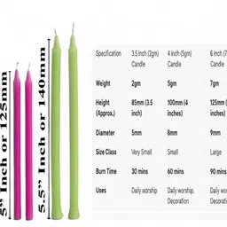 akb White Taper Candle,Long Burning,Thin Candles for Decoration & Pooja,Worship Candle image 3