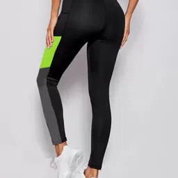 stylehub Solid, Color Block Women Green Tights image 2