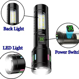 regals choice Rechargeable Type-C Multifunctional Portable Aluminum Alloy LED Flashlight Torch image 3