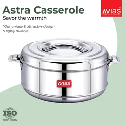 avias Astra Double Wall Insulated Stainless Steel with Steel Lid Serve Casserole 3.5 L Serve Casserole image 2