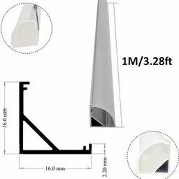 abaj Rectangular Corner 1Meter Profile Channels Without LED Straight Linear(16x16mm) 0 W 1 cm Tube Light image 3