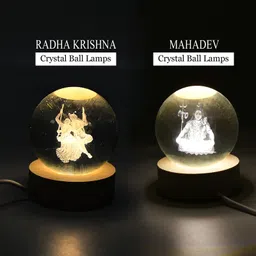 ubaa 3D RadhaKrishna & Mahadev Crystal Ball Lamps for Home Decor, Puja Room (2 Pcs) Table Lamp-picture-22