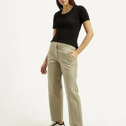 levi's Women Relaxed Beige Pure Cotton Trousers-picture-29