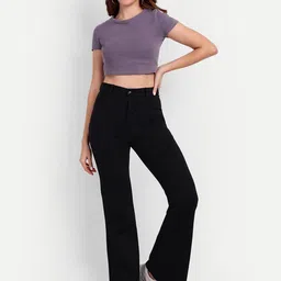 broadstar Women Flared Black Lycra Blend Trousers image 5