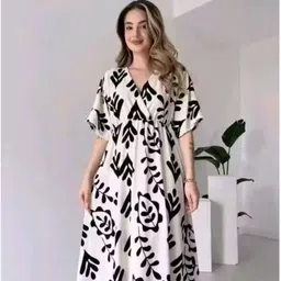 af ankita fashion Women A-line White Midi/Calf Length Dress image 3