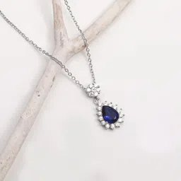 giva Floral Royal Blue Drop Pendant Adjustable Link Chain for Women And Girls Rhodium Sterling Silver Pendant-picture-20