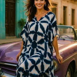 maaesa Solid Crepe Women Kaftan image 5