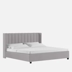 febonic Colina Velvet Upholstered Queen Size Bed in Concrete Grey Colour image 4