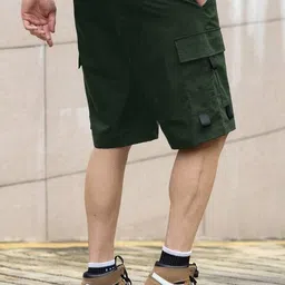 tyrell Solid Men Dark Green Cargo Shorts image 2