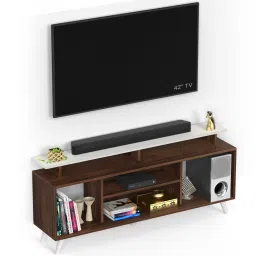 bluewud Skiddo Lite Engineered Wood Tv Entertainment Unit Set In Brown Maple & White Finish image 5