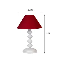 Maroon Shade Table Lamp With Metal Base By Foziq image 3