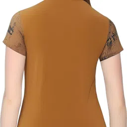 Women Self Design Round Neck Polyester Yellow T-Shirt-image-46