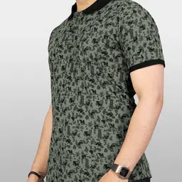 vebnor Men Printed Polo Neck Polyester Dark Green T-Shirt image 5