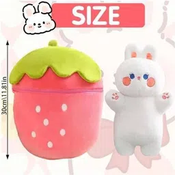 nihan enterprises Hidden Rabit Strawbery Ziper Bunny Fruit Buny Soft Toys Stuffed Animal Plush Toy- 30 cm image 2