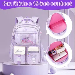 serplex 51.1 L Backpack Kuromi School Backpack for Girls Multi Layer Large Book Bag for Teens and Kids image 4