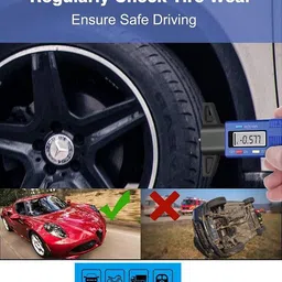 goodsbazaar Digital Tyre Tread Depth Gauge Tester Meter Tire Vehicle Tyre Monitoring System Height Gauge image 3