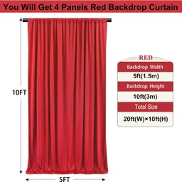 Vistook 30x10FT Wrinkle Free Decoration Backdrop Red Curtain Drapes 5x10 (6 Panels) Reflector image 5