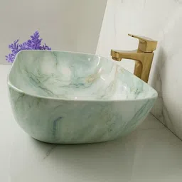 VR CERAMIC Premium Which Gives Look To your Home Table Top Wash Basin JSD-1026 (18*13*5 INCH ) Very Stylish Bathroom Luxury Wash Basin (Multicolour) Table Top Basin image 2