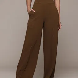roadster Women Regular Fit Brown Polyester Trousers image 1