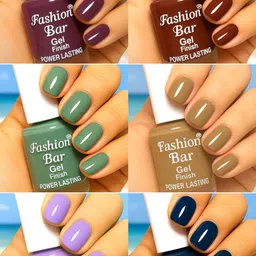 fashion bar Gel Finish Power Lasting six nail polish shades collection Set No.P452 Multicolor-picture-36