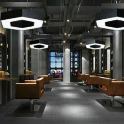 smartway lighting Hexagon Hollow Black Metal Hanging Light image 3